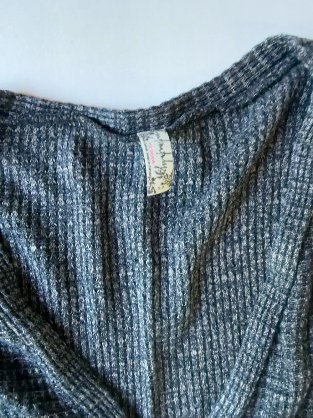 Free People We The Free Charcoal Gray Waffle Knit Long Sleeve Henley Bodysuit Sm